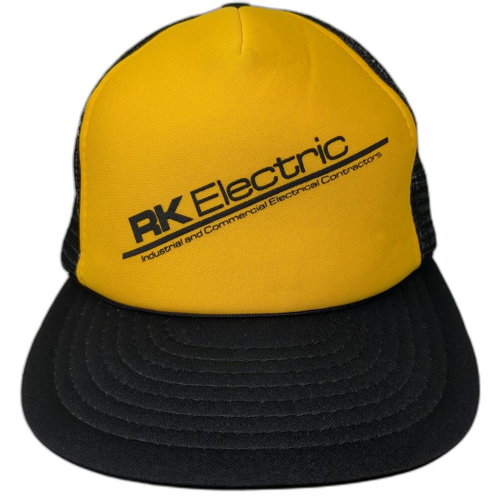 Speedway Trucker Hat Yellow Black One Size Foam Front RK Electric Logo
